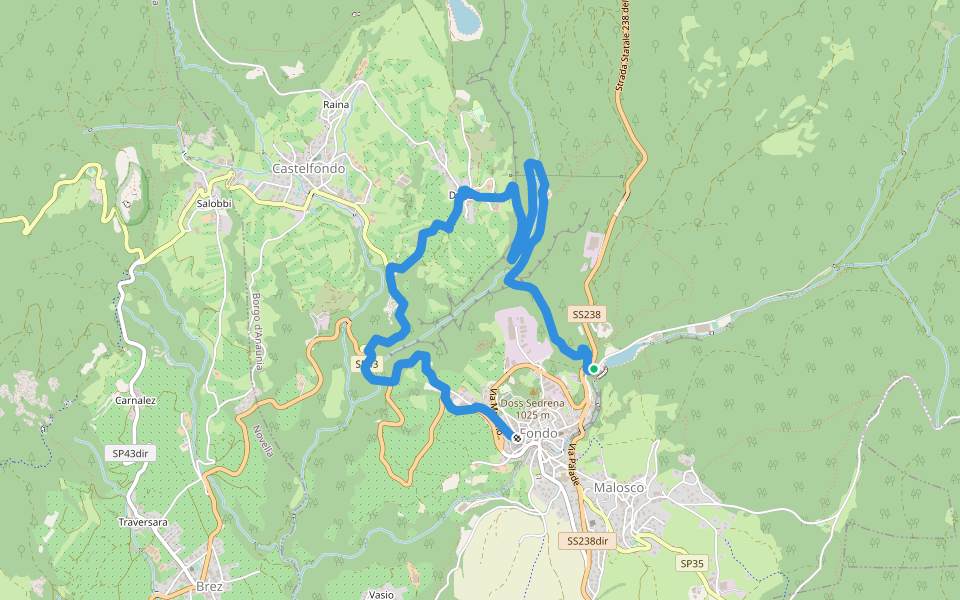 Sentiero attrezzato del Mondino walking route map in Fondo