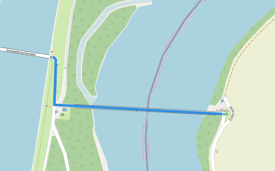 Schwaderloch Zollhaus - Rheinkanal walking route map in Albbruck