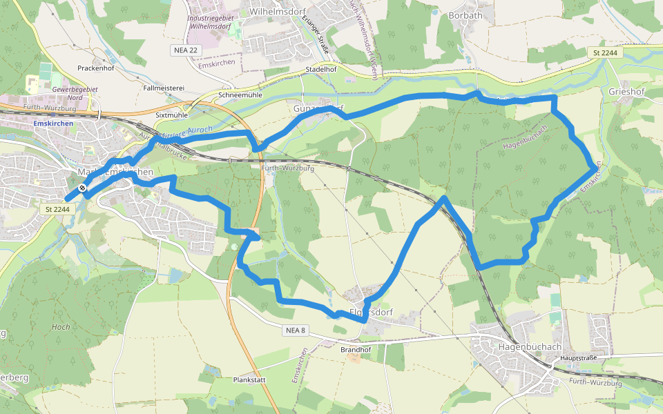 Rundwanderweg Emskirchen E 6 walking route map in Emskirchen