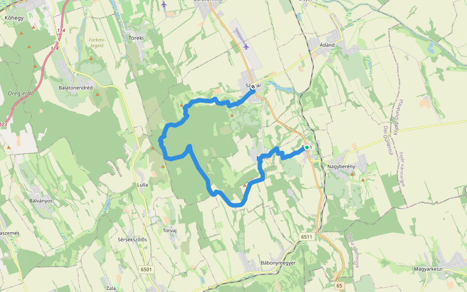 S (Ságvár – Flóra-hegy nyerge – Nyim – Som) walking route map in Som
