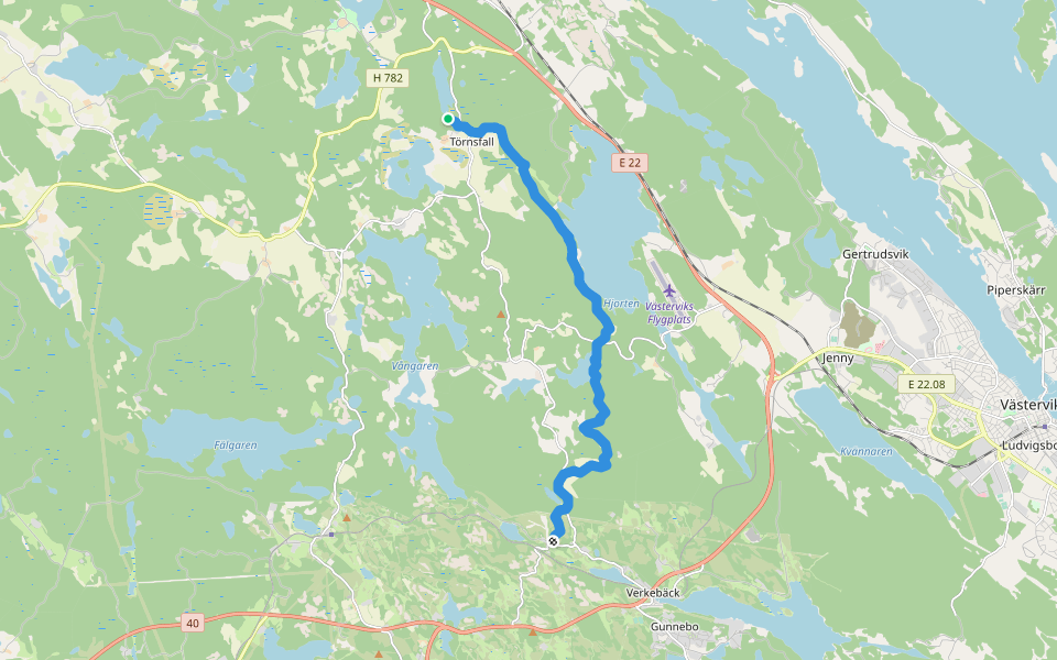 Tjustleden Etapp 4 walking route map in Törnsfall