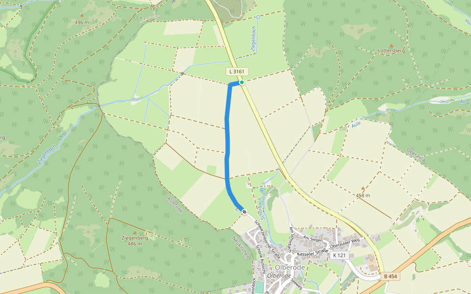 R 58 walking route map in Oberaula