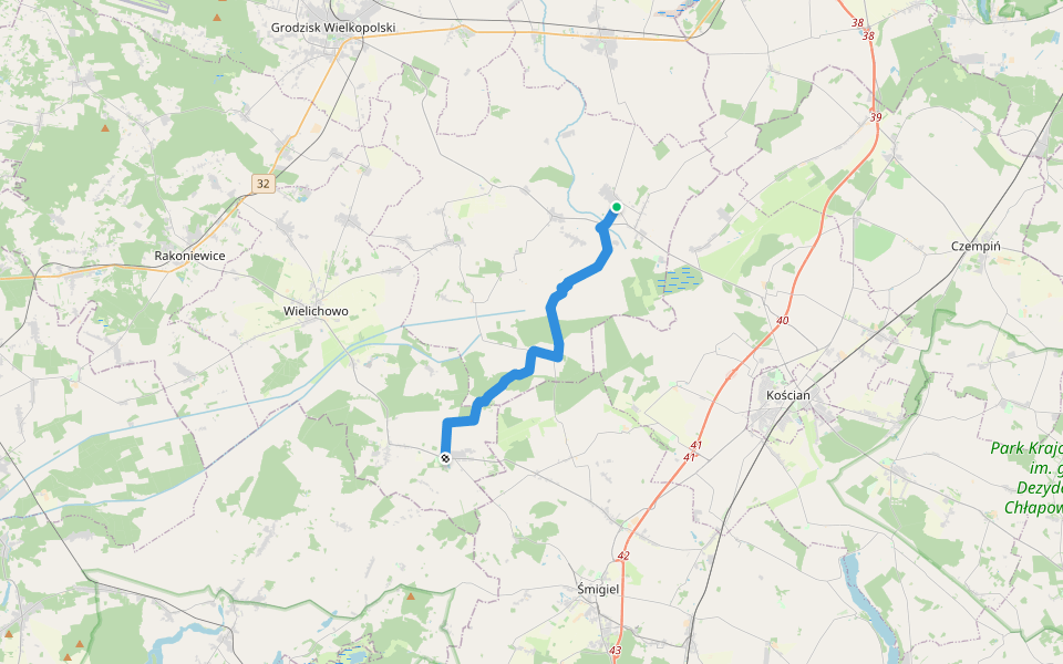 Konojad - Wilkowo Polskie walking route map in Konojad