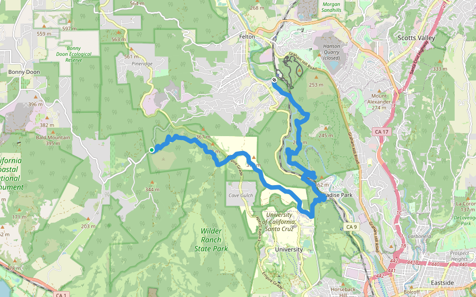Cowell-Wilder Regional Trail walking route map in Santa Cruz