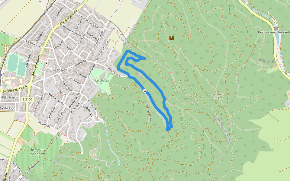 Rundwanderweg 5: Kathannenberg-Weg walking route map in Alsbach-Hähnlein