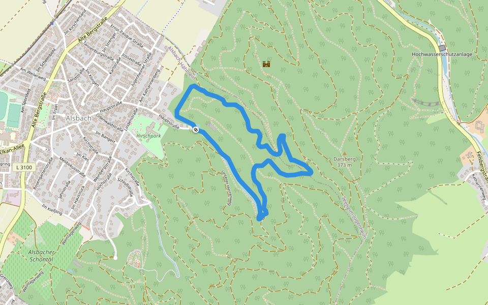 Rundwanderweg Alsbach-Hähnlein Sperbergrund 6: Haselbachtal-Weg walking route map in Alsbach-Hähnlein