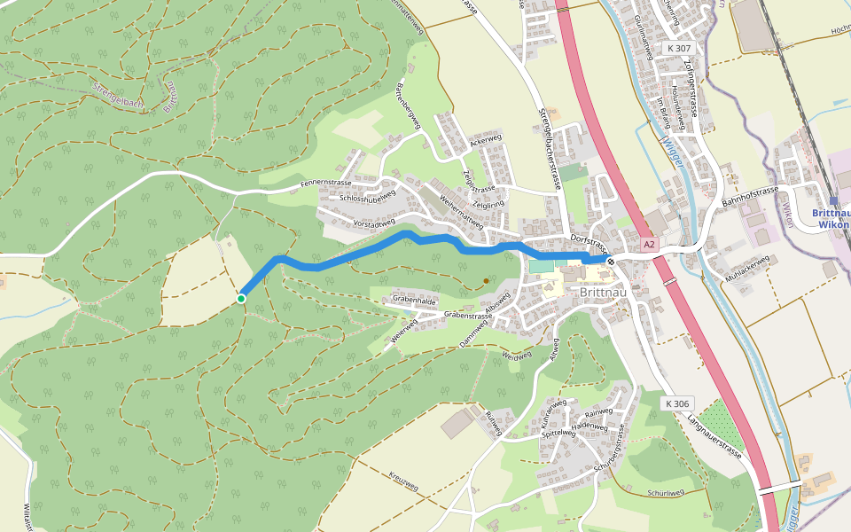 Brittnau - Fröschengüllen walking route map in Brittnau