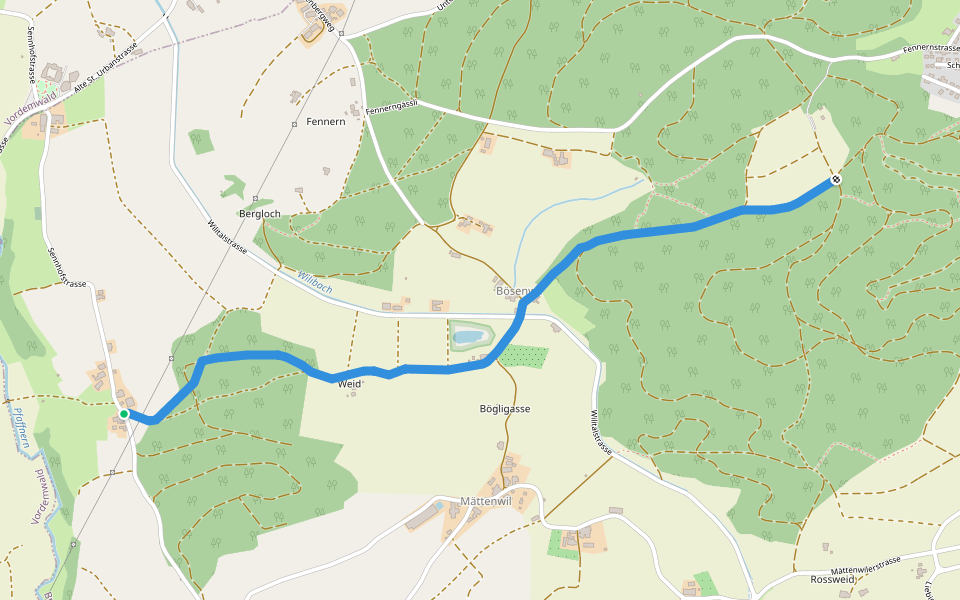 Fröschengüllen -Ober Sennhof walking route map in Brittnau