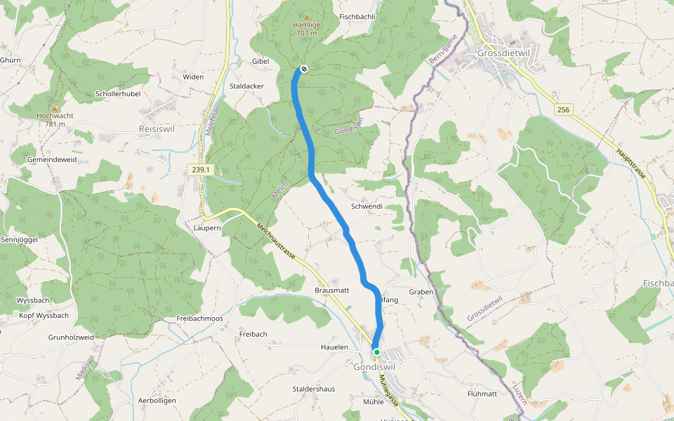 Grondiswil - Babeliplatz walking route map in Gondiswil