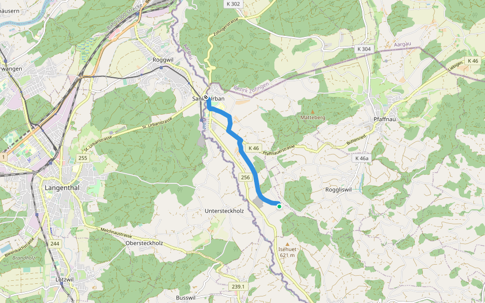 St. Urban - Ober Berghof walking route map in St. Urban