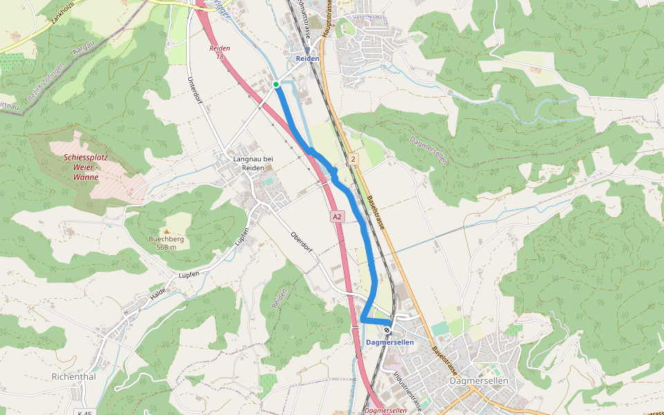 Wiggeruferweg walking route map in Reiden