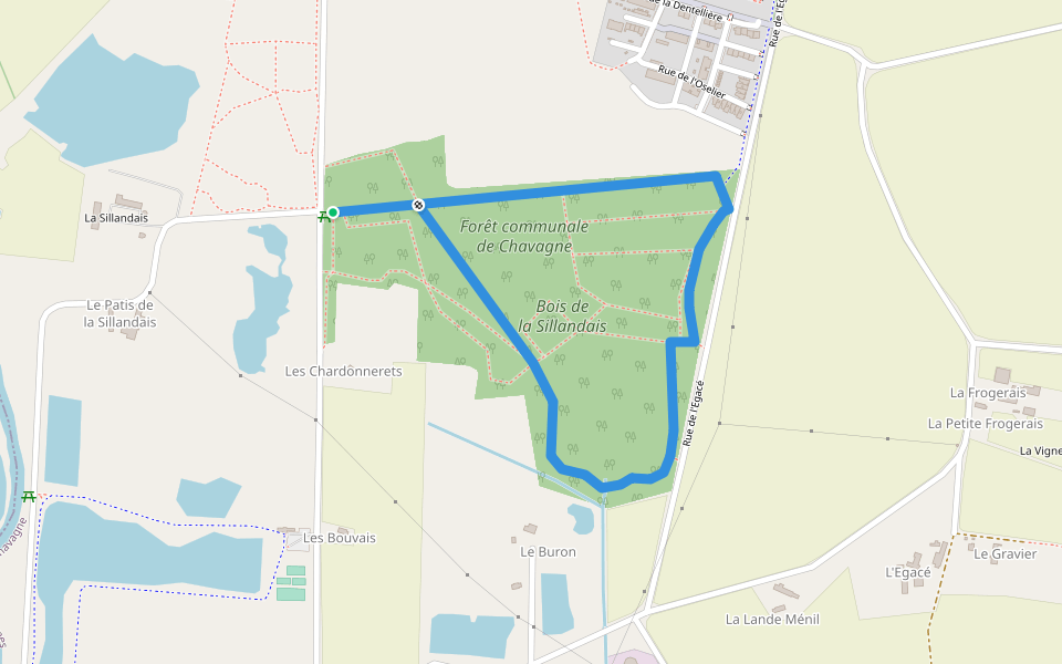 Sentier du bois de la Sillandais walking route map in Chavagne