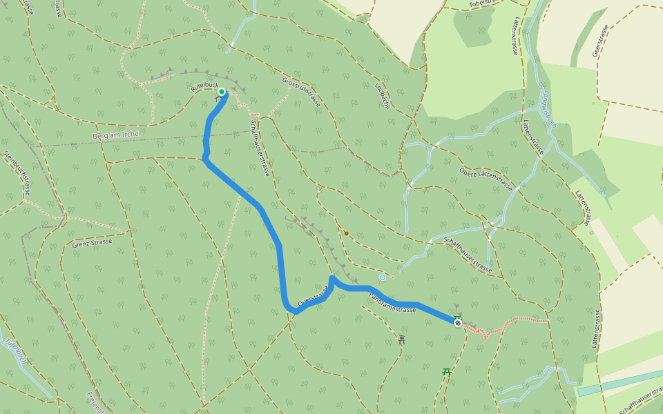 Rütelbuck - Schaffhuser walking route map in Gräslikon