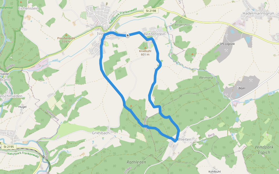 Bergmanns-Weg US 22 walking route map in Issigau