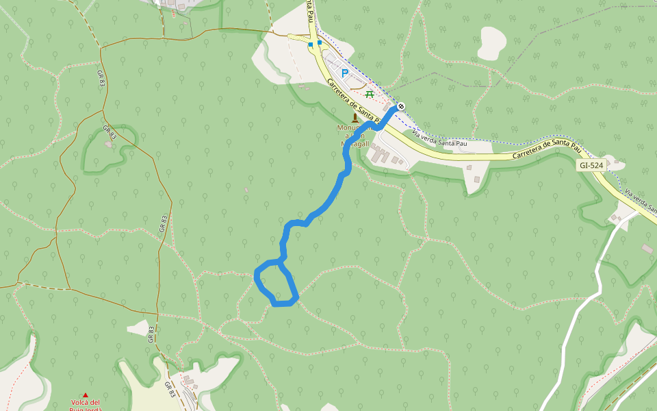 2 Sendero Joan Maragall walking route map in Santa Pau