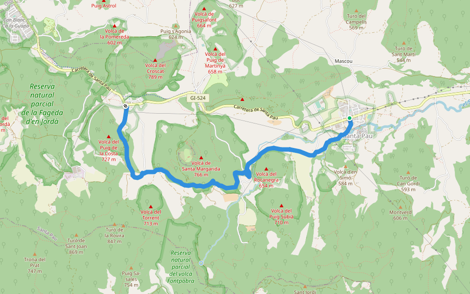 3 Tramo Santa Pau - Volcà de Santa Margarida - Can Xel walking route map in Santa Pau