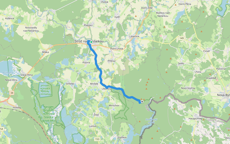 [Ž] Smírčí Vrch - Stráž nad Nežárkou walking route map in Stráž nad Nežárkou