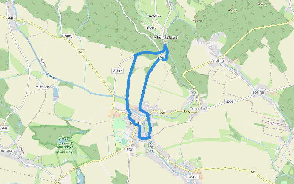Naučná stezka K. J. Erbena walking route map in Rohoznice