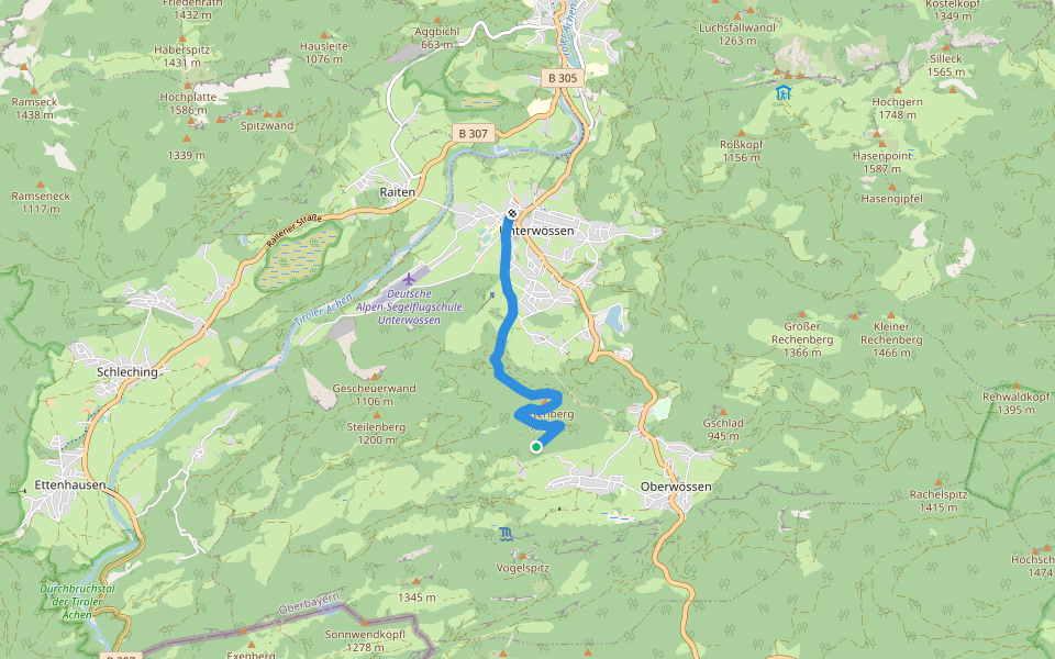 Wanderweg 93 - Wössen walking route map in Unterwössen