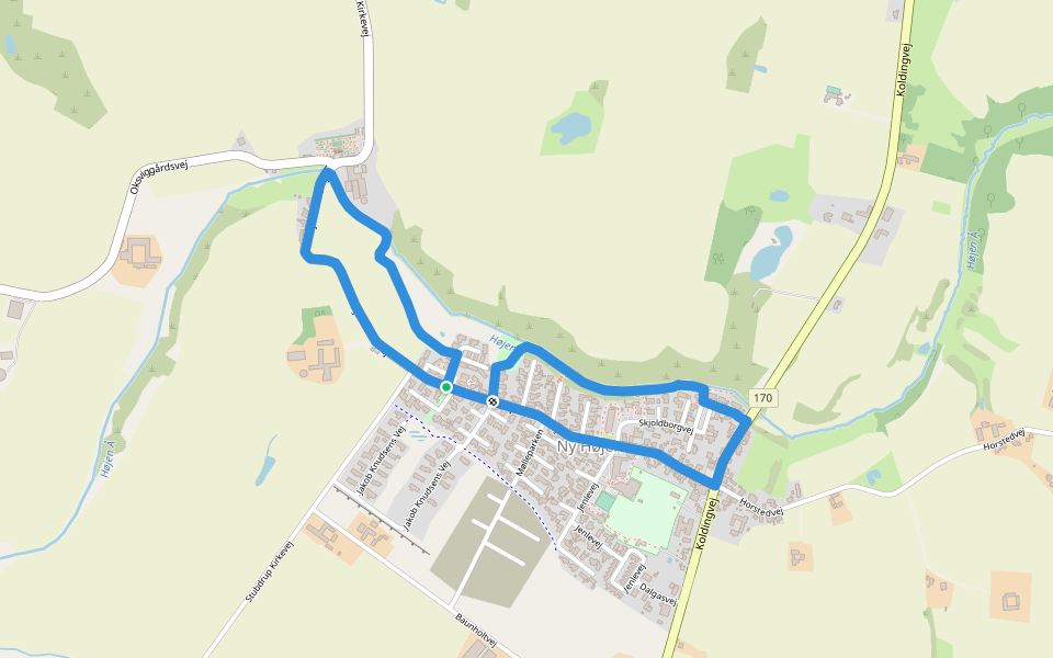 Højen sti walking route map in Vejle