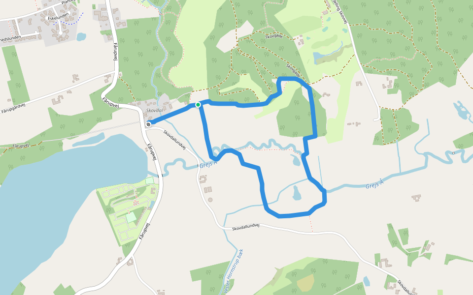 Rugballe Mose walking route map in Jelling