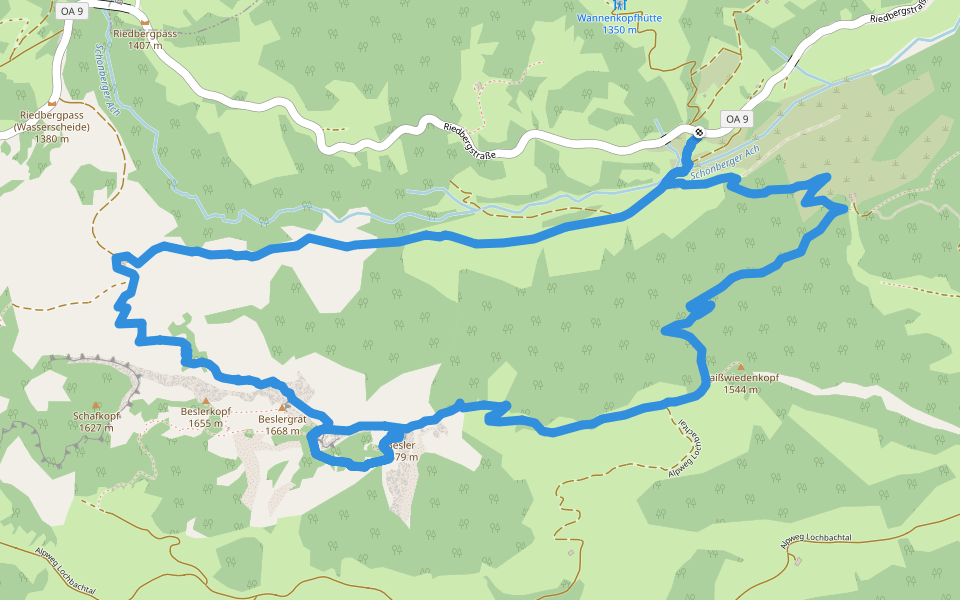 Beslerrunde walking route map in Obermaiselstein