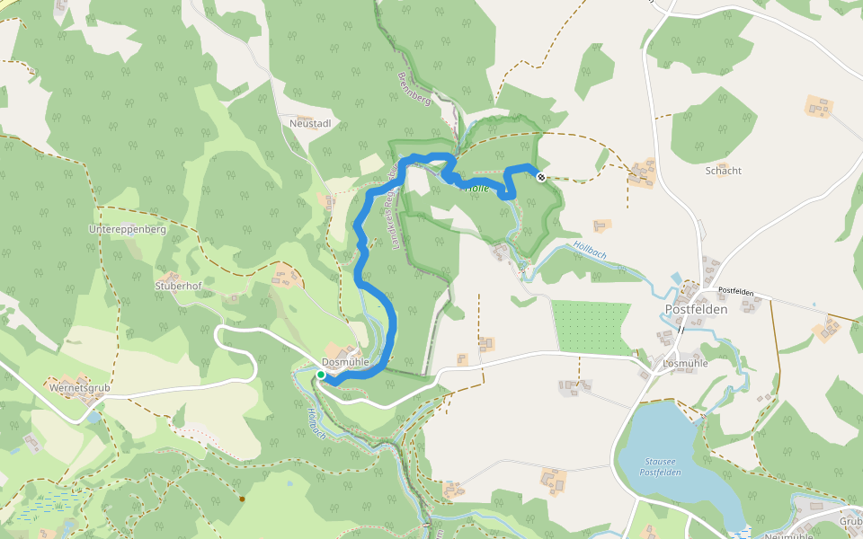 O 54 Tannerl - Höllbachtal / Dosmühle (Grünes Rechteck) walking route map in Brennberg