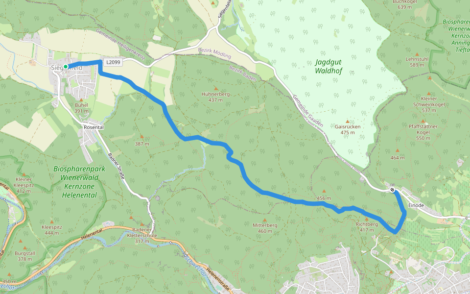 Einöde - Brandgraben - Siegenfeld walking route map in Siegenfeld