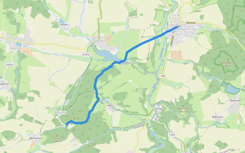 [Ž] Louňovice pod Blaníkem - Roudný walking route map in Zvěstov