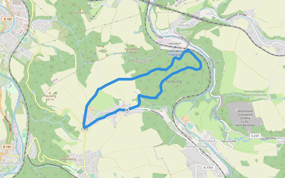 Rundwanderweg Grünberg walking route map in Augustusburg