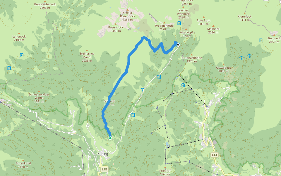 Wanderweg 173 walking route map in Radenthein