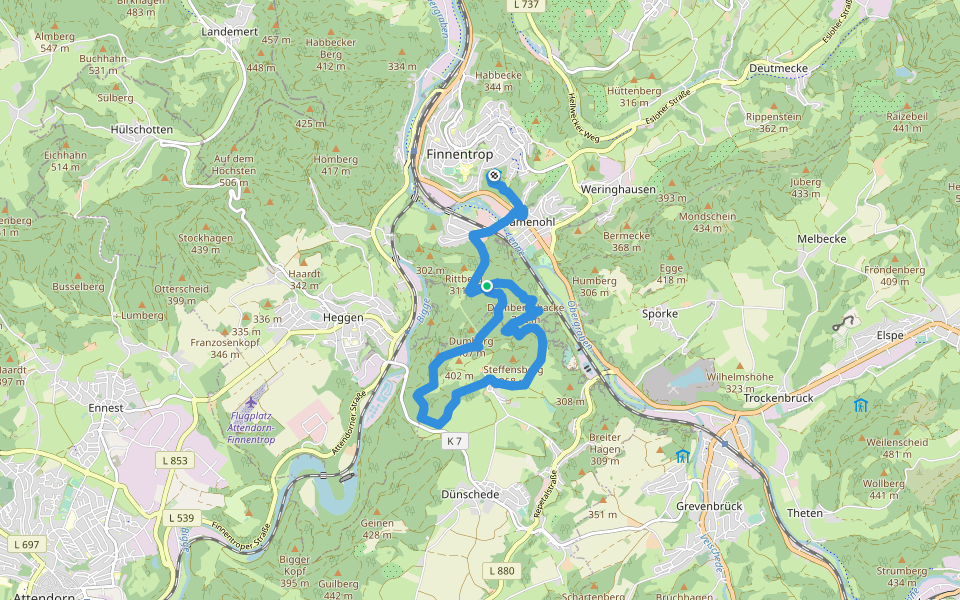 Rundwanderweg (Wolfsangel) walking route map in Finnentrop