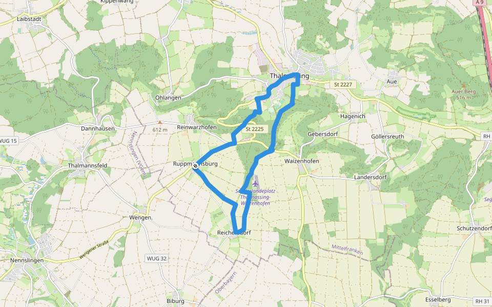 Thalmässing 6 walking route map in Thalmässing