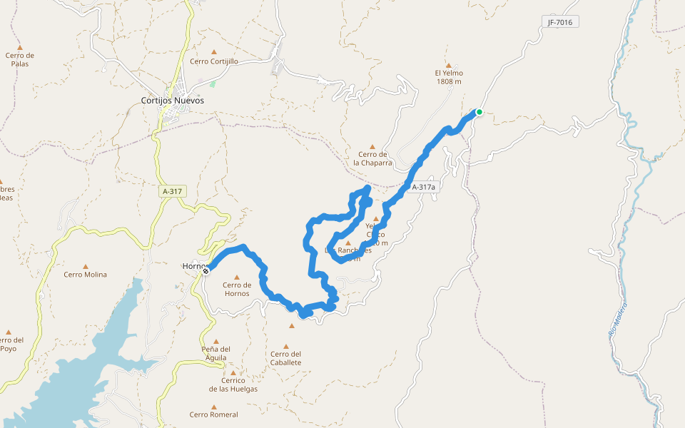 GR 247 (03/21) walking route map in Segura de la Sierra