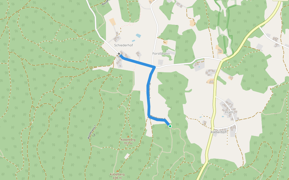 Wanderweg 11: Schiederhof - Saulburg walking route map in Wiesenfelden