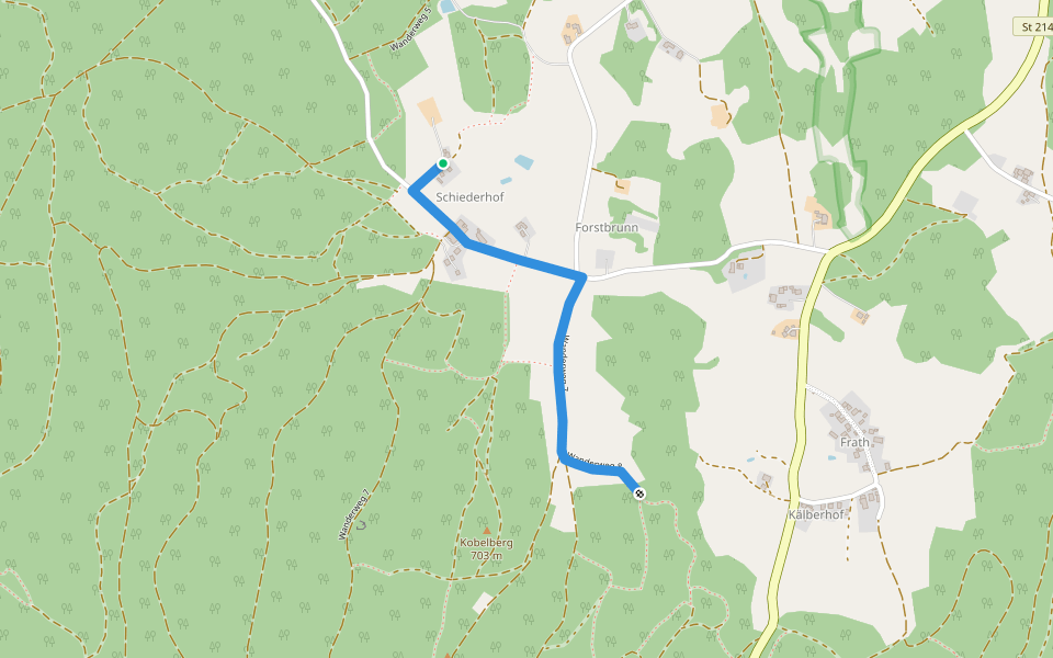 Wanderweg 1: Zinzenzell - Schiederhof - Saulburg - Münster walking route map in Wiesenfelden