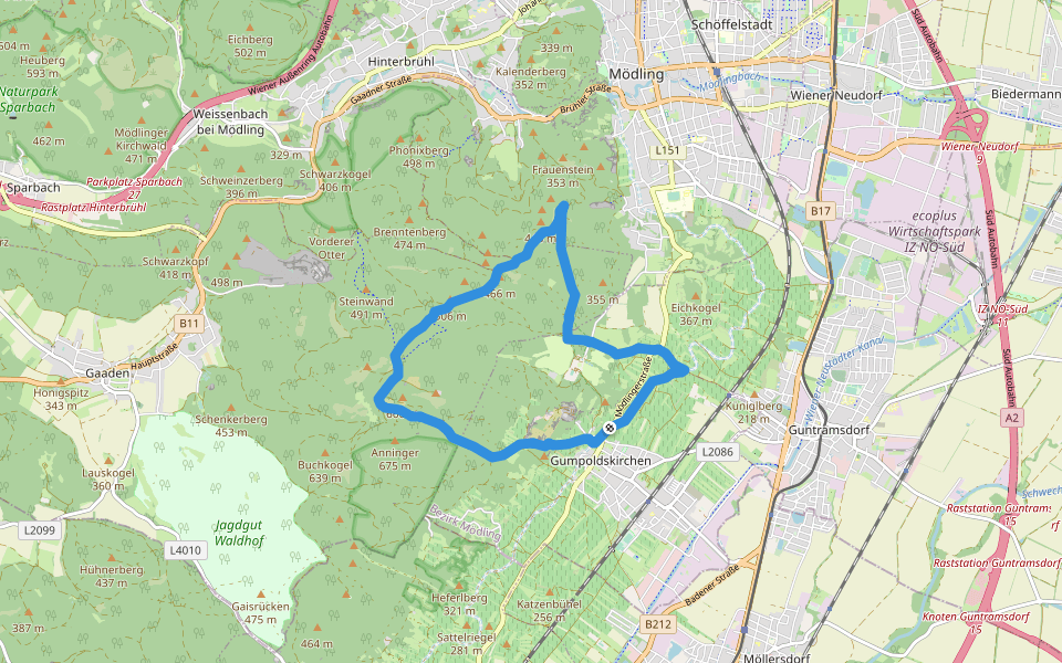 Klinger Runde bei Gumpoldskirchen walking route map in Gumpoldskirchen