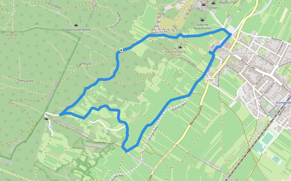 Winzerhotel Runde bei Gumpoldskirchen walking route map in Gumpoldskirchen