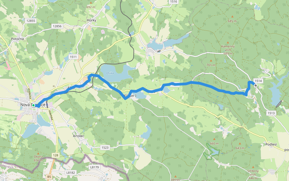 [M] Landštejn - Nová Bystřice walking route map in Nová Bystřice