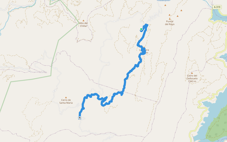 GR 247 (07/21) walking route map in Villanueva del Arzobispo