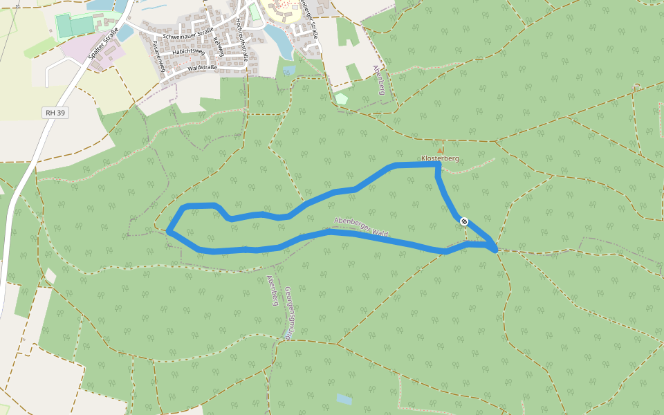 Rundwanderweg 1 Abenberg walking route map in Abenberger Wald