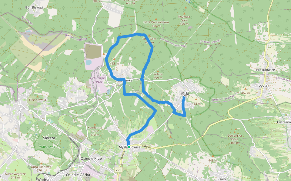 Ścieżka zielona walking route map in Myślachowice