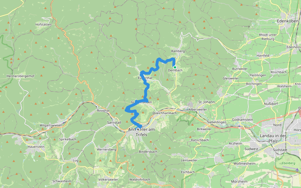 Pfälzer Weinsteig Etappe 8 walking route map in Dernbach