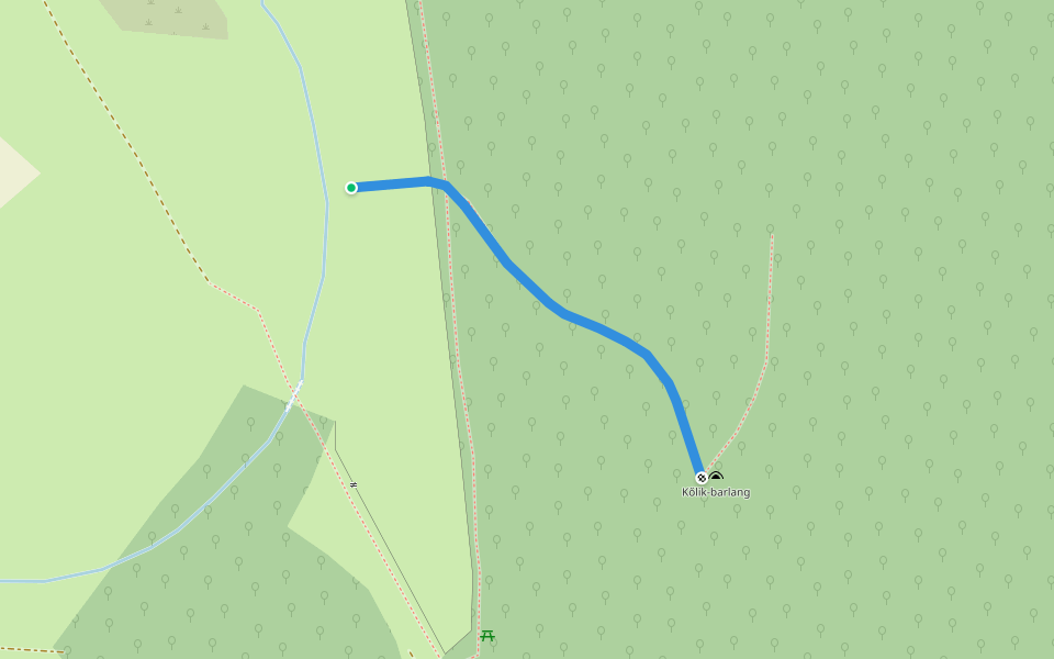 PΩ (Szentgál, Alszegi-rét – Kőlik-barlang) walking route map in Szentgál
