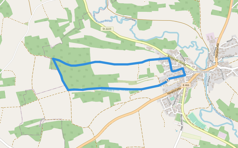Rundwanderweg 9 Abenberg walking route map in Abenberg