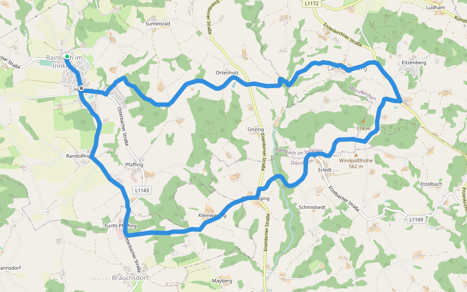 Höhenweg walking route map in Rainbach im Innkreis