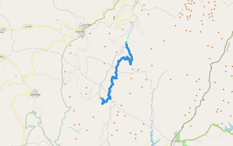 Nacimiento del Guadalquivir walking route map in Cazorla