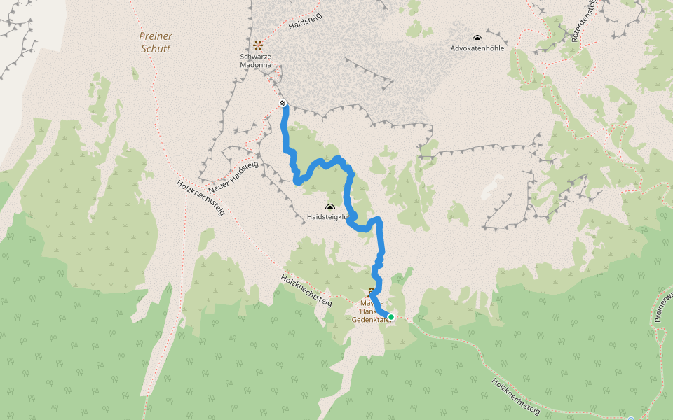 Alter Haidsteig walking route map in Griesleiten