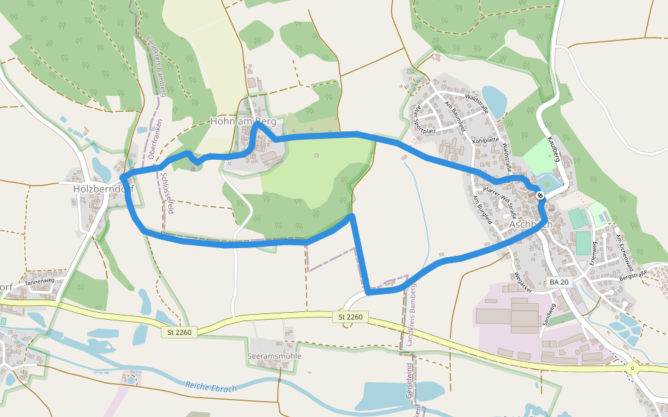 Rundweg Aschbach A 1 walking route map in Schlüsselfeld