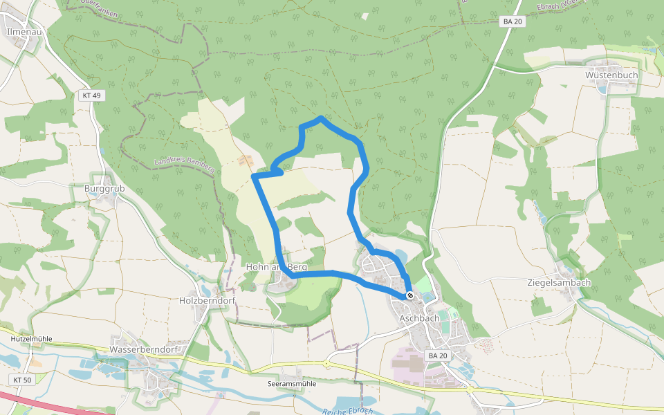 Rundweg Aschbach A 2 walking route map in Schlüsselfeld